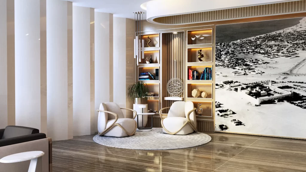 residential seating area interior design in Abu Dhabi